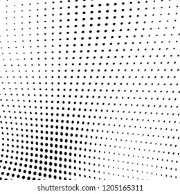 Abstract halftone texture. Chaotic pattern of black dots on white background. Futuristic grunge surface