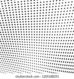 Abstract halftone texture. Chaotic pattern of black dots on white background. Futuristic grunge surface