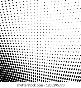 Abstract halftone texture. Chaotic pattern of black dots on white background. Futuristic grunge surface