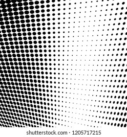 Abstract halftone texture. Chaotic pattern of black dots on white background. Futuristic grunge surface