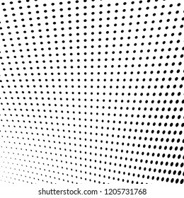 Abstract halftone texture. Chaotic pattern of black dots on white background. Futuristic grunge surface
