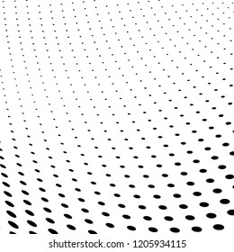 Abstract halftone texture. Chaotic pattern of black dots on white background. Futuristic grunge surface