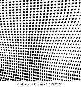 Abstract halftone texture. Chaotic pattern of black dots on white background. Futuristic grunge surface