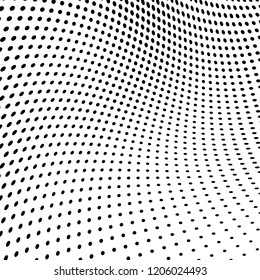 Abstract halftone texture. Chaotic pattern of black dots on white background. Futuristic grunge surface