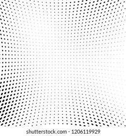 Abstract halftone texture. Chaotic pattern of black dots on white background. Futuristic grunge surface