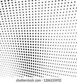 Abstract halftone texture. Chaotic pattern of black dots on white background. Futuristic grunge surface
