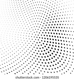 Abstract halftone texture. Chaotic pattern of black dots on white background. Futuristic grunge surface