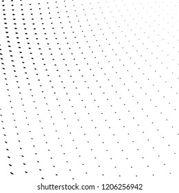 Abstract halftone texture. Chaotic pattern of black dots on white background. Futuristic grunge surface