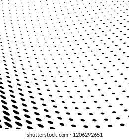 Abstract halftone texture. Chaotic pattern of black dots on white background. Futuristic grunge surface