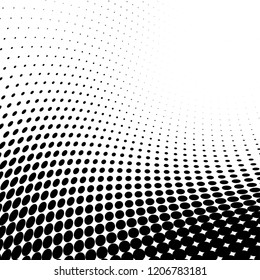 Abstract halftone texture. Chaotic pattern of black dots on white background. Futuristic grunge surface