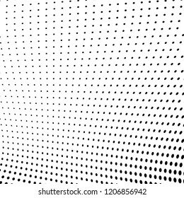 Abstract halftone texture. Chaotic pattern of black dots on white background. Futuristic grunge surface