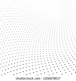 Abstract halftone texture. Chaotic pattern of black dots on white background. Futuristic grunge surface