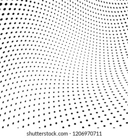 Abstract halftone texture. Chaotic pattern of black dots on white background. Futuristic grunge surface