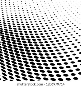 Abstract halftone texture. Chaotic pattern of black dots on white background. Futuristic grunge surface
