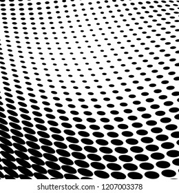 Abstract halftone texture. Chaotic pattern of black dots on white background. Futuristic grunge surface
