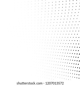 Abstract halftone texture. Chaotic pattern of black dots on white background. Futuristic grunge surface
