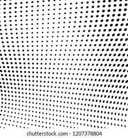 Abstract halftone texture. Chaotic pattern of black dots on white background. Futuristic grunge surface