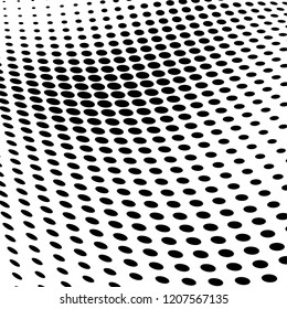 Abstract halftone texture. Chaotic pattern of black dots on white background. Futuristic grunge surface