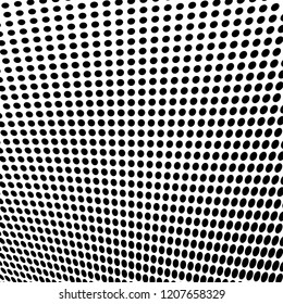 Abstract halftone texture. Chaotic pattern of black dots on white background. Futuristic grunge surface
