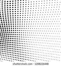 Abstract halftone texture. Chaotic pattern of black dots on white background. Futuristic grunge surface