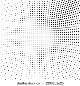 Abstract halftone texture. Chaotic pattern of black dots on white background. Futuristic grunge surface