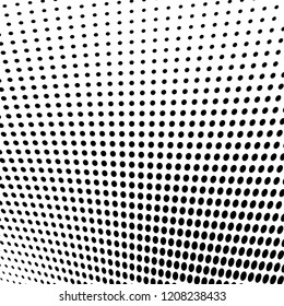 Abstract halftone texture. Chaotic pattern of black dots on white background. Futuristic grunge surface