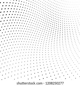 Abstract halftone texture. Chaotic pattern of black dots on white background. Futuristic grunge surface
