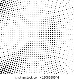 Abstract halftone texture. Chaotic pattern of black dots on white background. Futuristic grunge surface