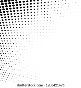 Abstract halftone texture. Chaotic pattern of black dots on white background. Futuristic grunge surface