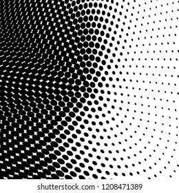 Abstract halftone texture. Chaotic pattern of black dots on white background. Futuristic grunge surface