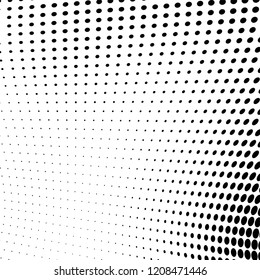 Abstract halftone texture. Chaotic pattern of black dots on white background. Futuristic grunge surface