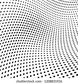Abstract halftone texture. Chaotic pattern of black dots on white background. Futuristic grunge surface