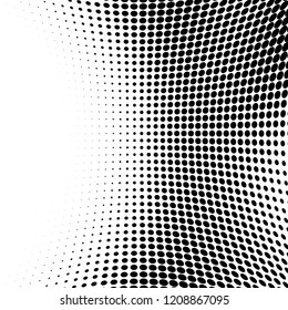 Abstract halftone texture. Chaotic pattern of black dots on white background. Futuristic grunge surface