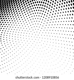 Abstract halftone texture. Chaotic pattern of black dots on white background. Futuristic grunge surface