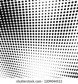 Abstract halftone texture. Chaotic pattern of black dots on white background. Futuristic grunge surface