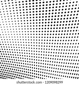 Abstract halftone texture. Chaotic pattern of black dots on white background. Futuristic grunge surface
