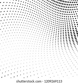 Abstract halftone texture. Chaotic pattern of black dots on white background. Futuristic grunge surface