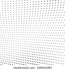 Abstract halftone texture. Chaotic pattern of black dots on white background. Futuristic grunge surface