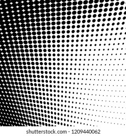 Abstract halftone texture. Chaotic pattern of black dots on white background. Futuristic grunge surface