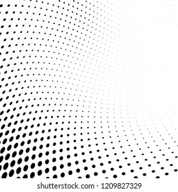 Abstract halftone texture. Chaotic pattern of black dots on white background. Futuristic grunge surface