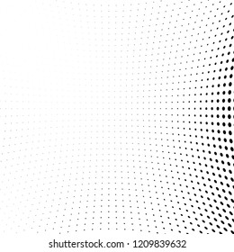 Abstract halftone texture. Chaotic pattern of black dots on white background. Futuristic grunge surface