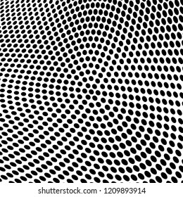 Abstract halftone texture. Chaotic pattern of black dots on white background. Futuristic grunge surface