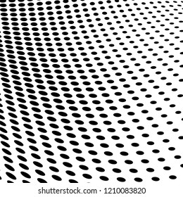 Abstract halftone texture. Chaotic pattern of black dots on white background. Futuristic grunge surface