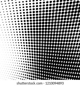 Abstract halftone texture. Chaotic pattern of black dots on white background. Futuristic grunge surface