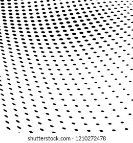Abstract halftone texture. Chaotic pattern of black dots on white background. Futuristic grunge surface
