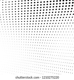 Abstract halftone texture. Chaotic pattern of black dots on white background. Futuristic grunge surface