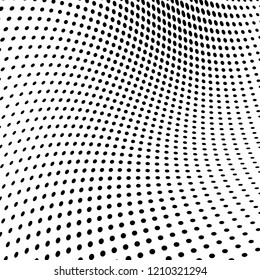 Abstract halftone texture. Chaotic pattern of black dots on white background. Futuristic grunge surface