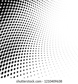 Abstract halftone texture. Chaotic pattern of black dots on white background. Futuristic grunge surface