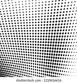 Abstract halftone texture. Chaotic pattern of black dots on white background. Futuristic grunge surface