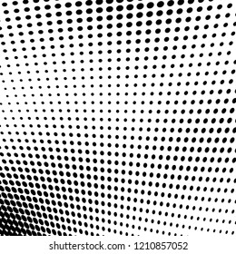 Abstract halftone texture. Chaotic pattern of black dots on white background. Futuristic grunge surface
